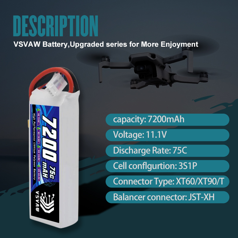 VSVAW 3S Lipo Battery 11.1V 72 – Drone Battery Connector recenzja i cena
