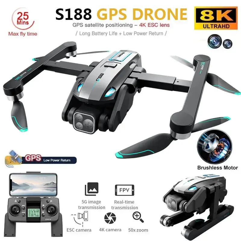 S188 Professional 8K GPS Drone – Drone Battery Li-Ion recenzja i cena