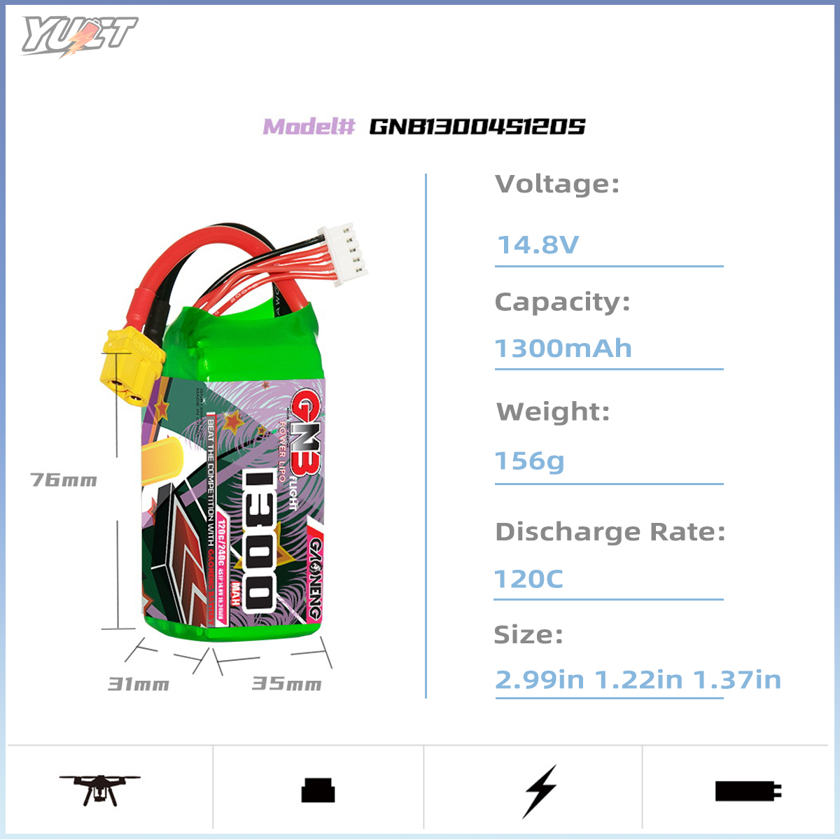 YUCT GNB 6S LiPo Battery 22.2V – Drone Battery 4S recenzja i cena