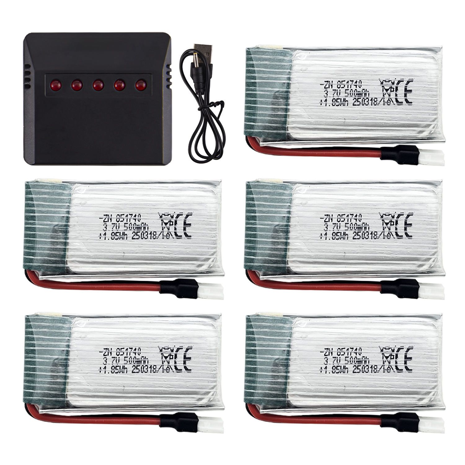 5Pcs 3.7V 500mAh LiPo Batterie – Drone Battery Balance Charger recenzja i cena