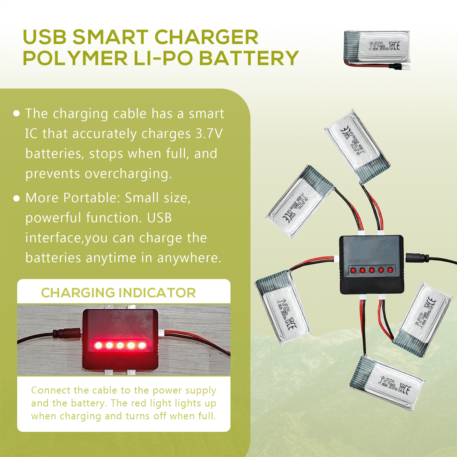 5Pcs 3.7V 500mAh LiPo Batterie – Drone Battery Balance Charger recenzja i cena